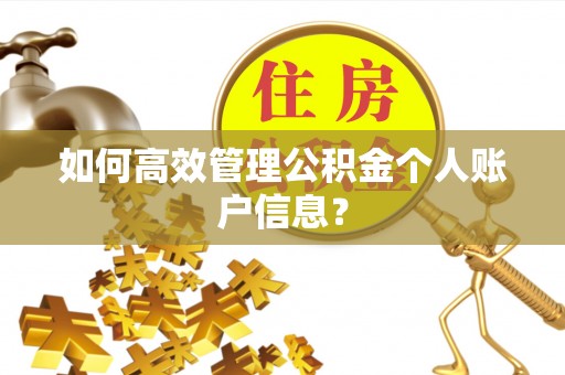 华坪如何高效管理公积金个人账户信息？